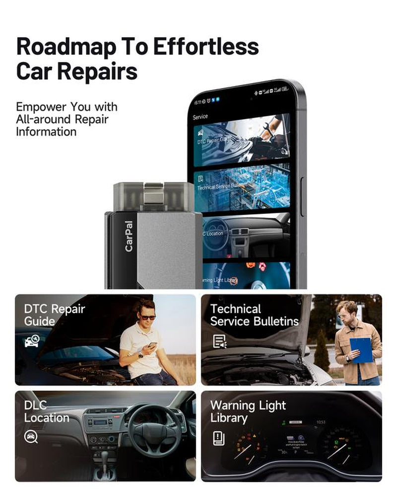 TOPDON Carpal, OBD2 Scanner, Automotive Bluetooth Scanner, All System Diagnostic Tool for Ios & Android, Vehicle Health Check, 6 Maintenance Services, Smog Check, Repair Guide, Performance Test