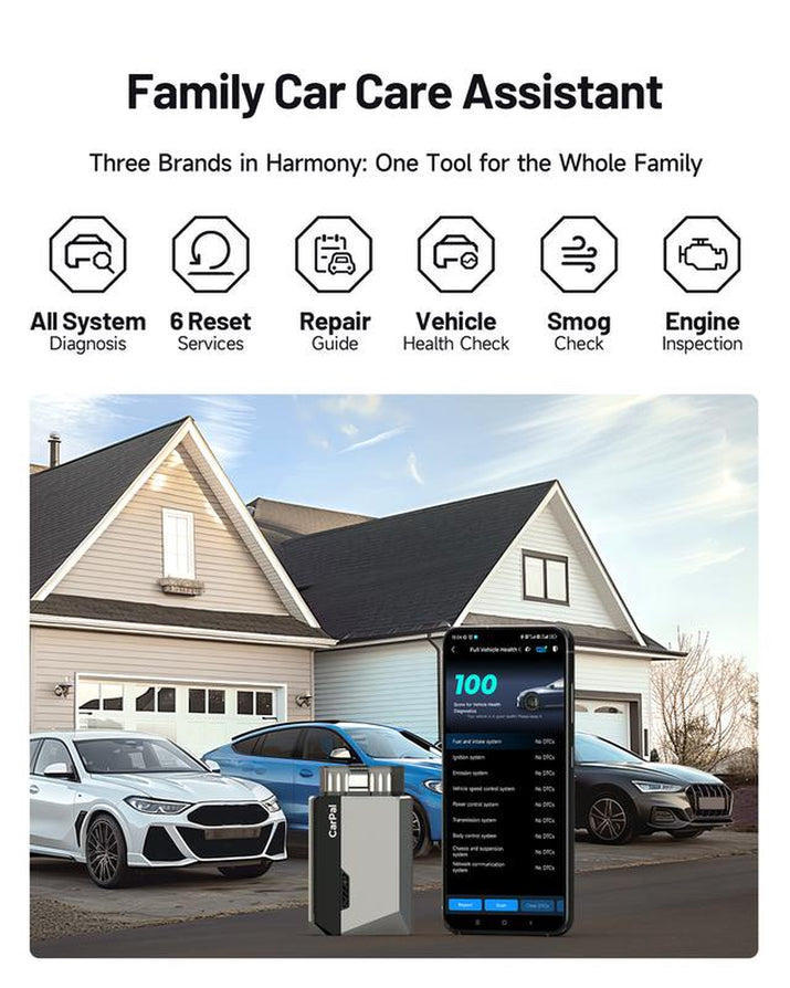 TOPDON Carpal, OBD2 Scanner, Automotive Bluetooth Scanner, All System Diagnostic Tool for Ios & Android, Vehicle Health Check, 6 Maintenance Services, Smog Check, Repair Guide, Performance Test