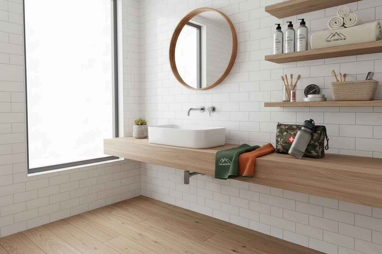 a bathroom with the product